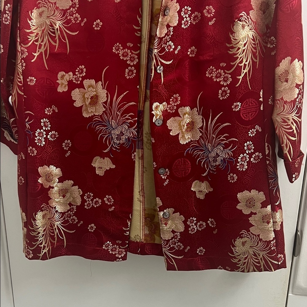 ✨🌺Chico’s Red Floral Silk Blazer Vintage 1970s Rare High-End💖✨ - Picture 5 of 8
